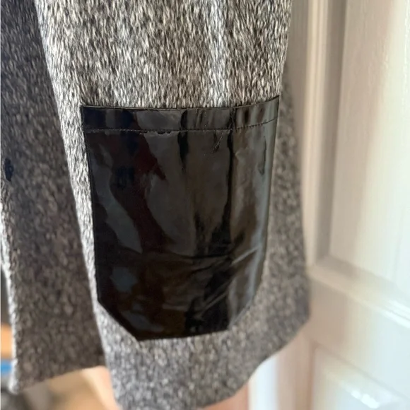 English Rose Studded Moto Coat Gray Black Faux Leather Jacket M/L Edgy - Picture 3 of 9